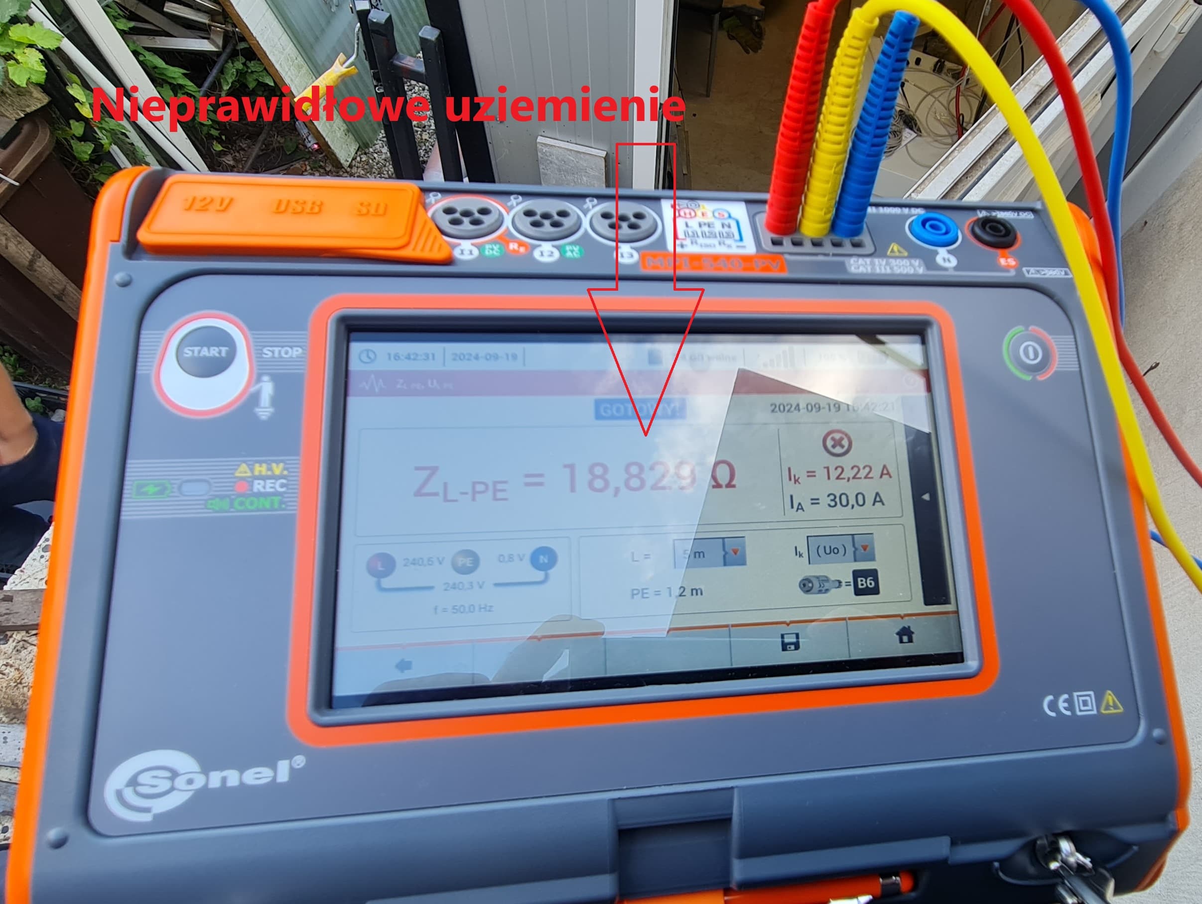 Pomiary urządzeniem Sonel MPI-540PV